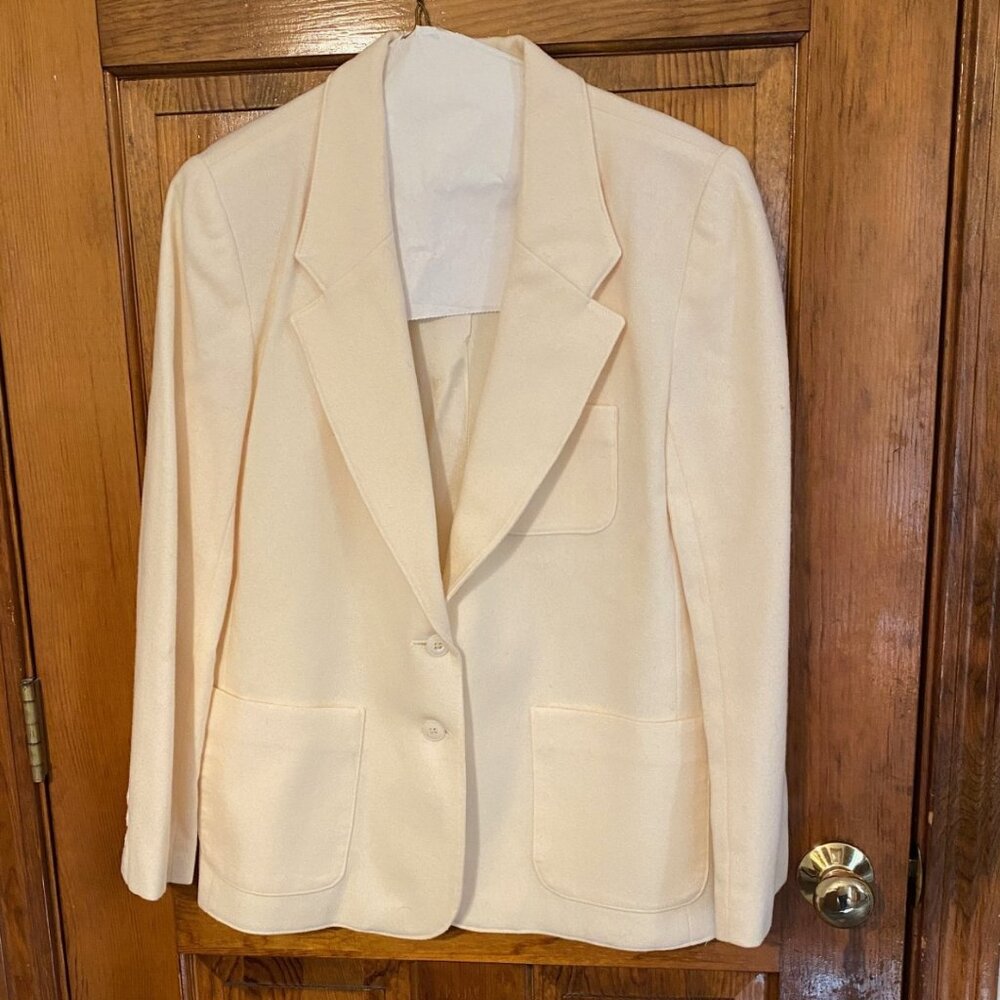 Vintage 100% Wool Cream Jacket - Size L